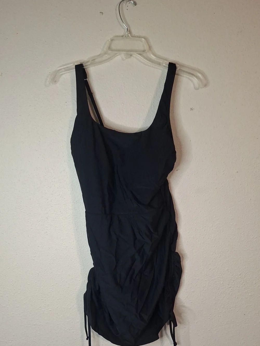 Cupshr Black Ruched Tank Mini Swim Dress Size Medium NWT